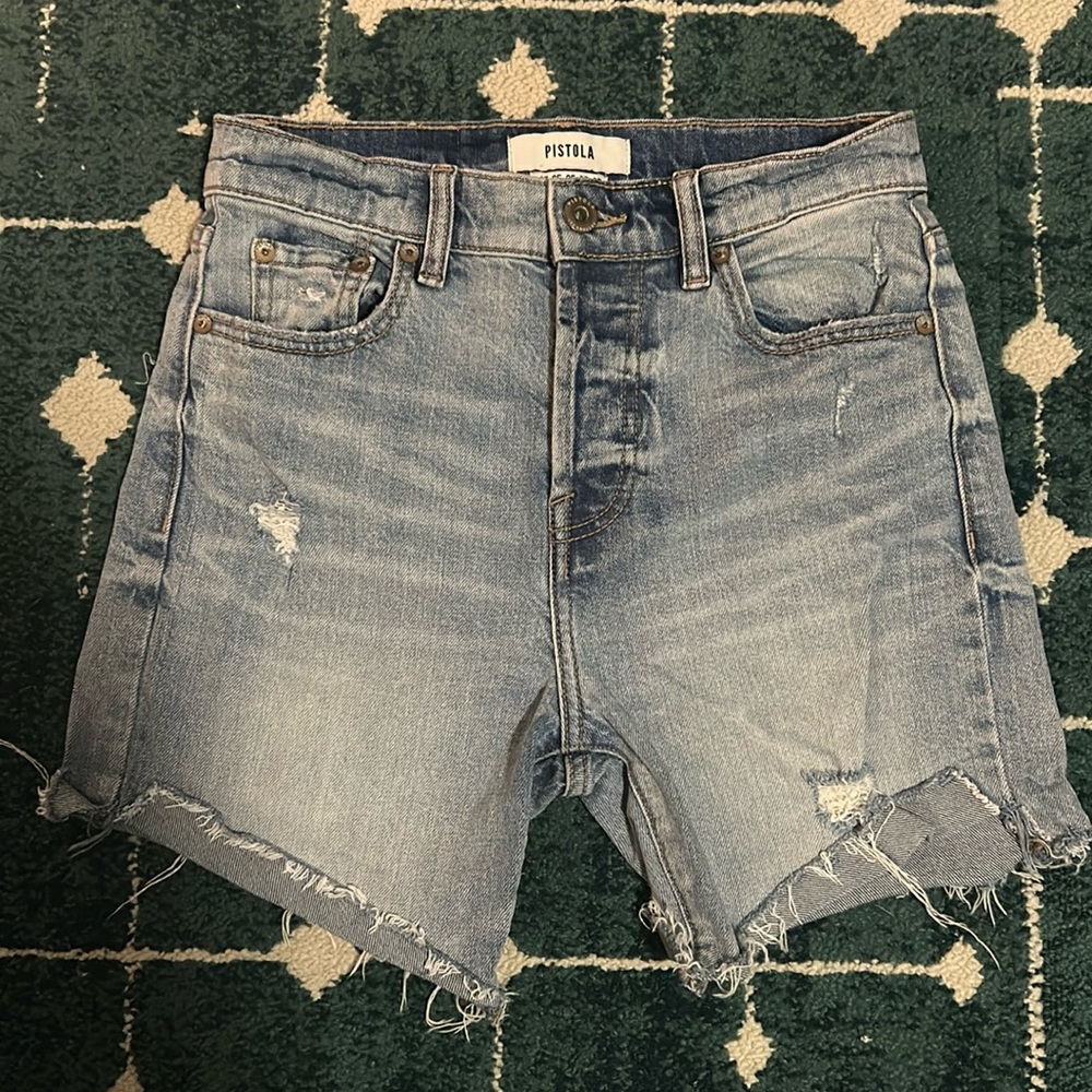 Pistola denim distressed high rise jean shorts size 25, but fits more like a 24